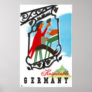 Poster das viagens vintage de Alemanha restaurado