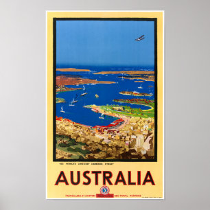 Poster das viagens vintage de Austrália restaurad