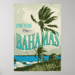 Poster das viagens vintage de Bahamas