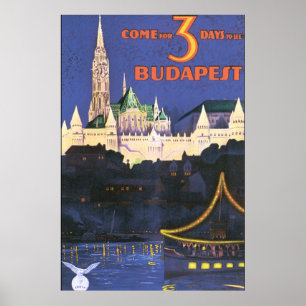 Poster das viagens vintage de Budapest