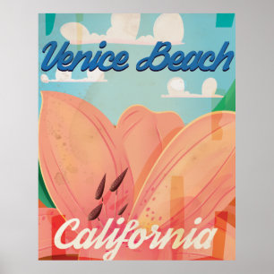 Poster das viagens vintage de Califórnia da praia