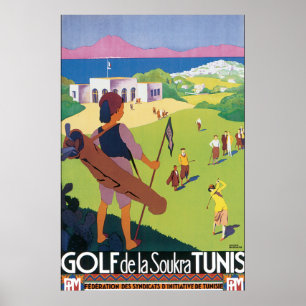 Poster das viagens vintage de Golfe de La Soukra