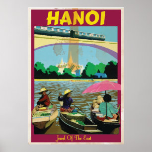 Poster das viagens vintage de Hanoi