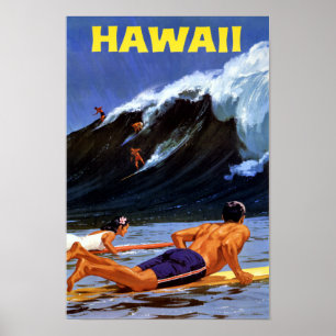 Poster das viagens vintage de Havaí restaurado