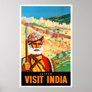 Poster das viagens vintage de India da visita de
