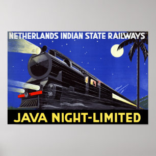 Poster das viagens vintage de Java Indonésia