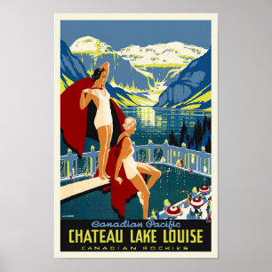 Poster das viagens vintage de Lake Louise Banff do