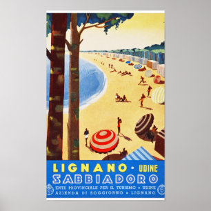 Poster das viagens vintage de Lignano Italia