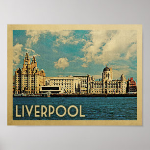 Poster das viagens vintage de Liverpool