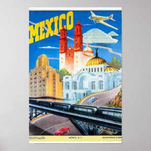 Poster das viagens vintage de México restaurado