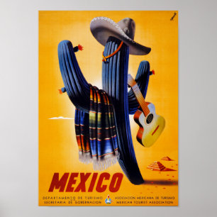 Poster das viagens vintage de México restaurado