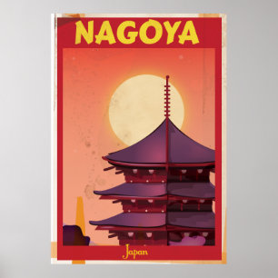 Poster das viagens vintage de Nagoya, Japão