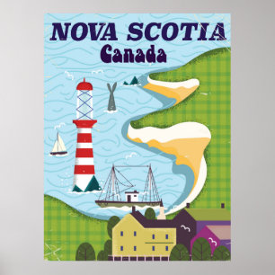 Poster das viagens vintage de Nova Escócia Canad