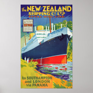 Poster das viagens vintage de Nova Zelândia