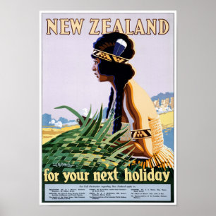 Poster das viagens vintage de Nova Zelândia