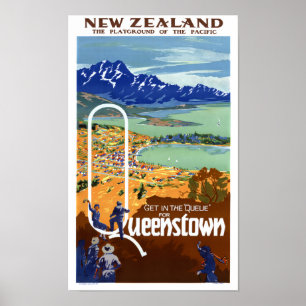 Poster das viagens vintage de Nova Zelândia