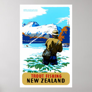 Poster das viagens vintage de Nova Zelândia