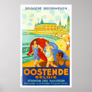 Poster das viagens vintage de Oostende Bélgica