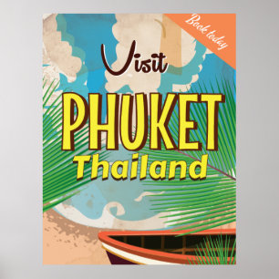Poster das viagens vintage de Phuket Tailândia