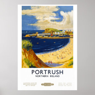 Poster das viagens vintage de Portrush Ireland