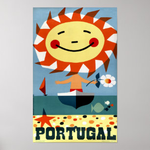 Poster das viagens vintage de Portugal restaurado