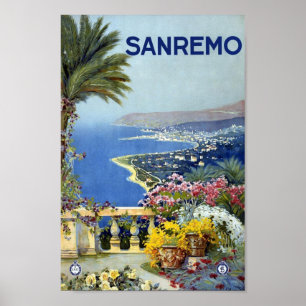 Poster das viagens vintage de Sanremo Italia