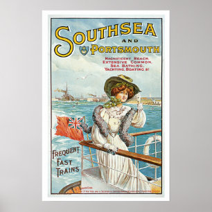 Poster das viagens vintage de Southsea Portsmouth