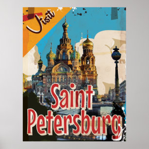 Poster das viagens vintage de St Petersburg,