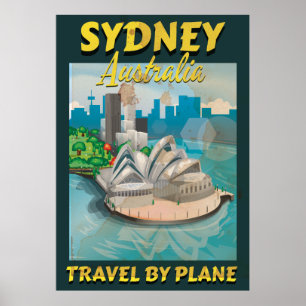 Poster das viagens vintage de Sydney, Austrália