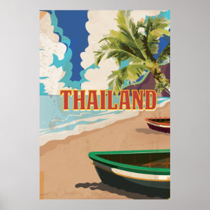 Poster das viagens vintage de Tailândia