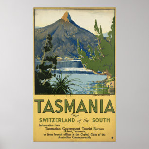Poster das viagens vintage de Tasmânia Austrália