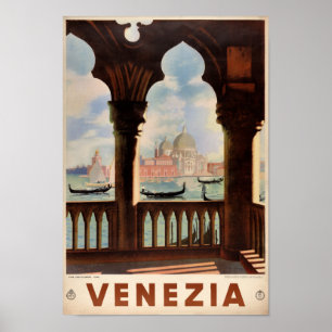 Poster das viagens vintage de Veneza Venezia
