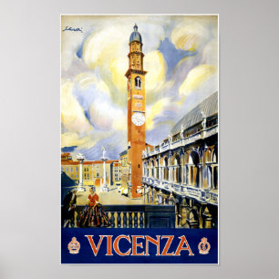 Poster das viagens vintage de Vicenza Italia