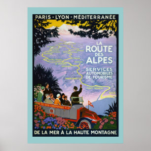 Poster das viagens vintage - DES Alpes da rota do
