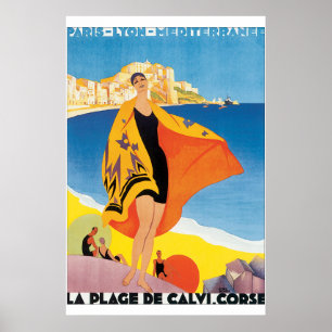Poster das viagens vintage do de Calvi Corse do