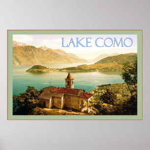 Poster das viagens vintage do ~ de Como do lago