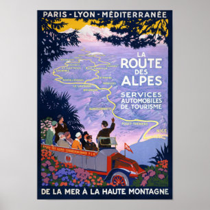 Poster das viagens vintage do DES Alpes da rota do
