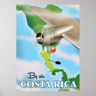 Poster das viagens vintage do mapa de Costa Rica