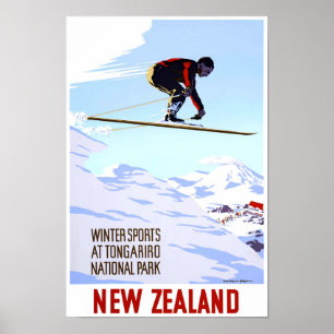 Poster das viagens vintage dos esportes de inverno