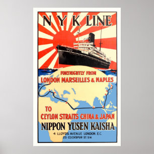 Poster das viagens vintage - Londres Japão
