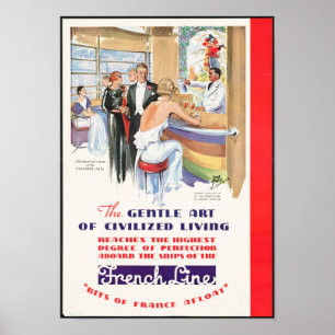 Poster das viagens vintage para a linha francesa