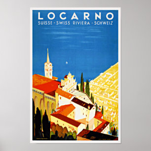 Poster das viagens vintage, suíço Locarno Rivier
