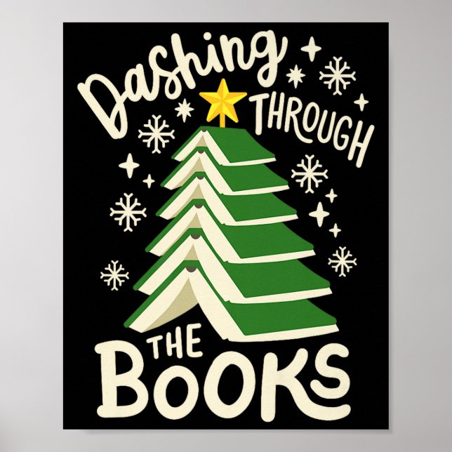 Poster Dashing Through The Books Christmas Book Lovers Me (Frente)