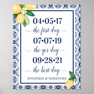 Poster Data de Casamento Melhor Dia Sim Mediterrâneo