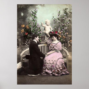 Póster Data dos namorados do vintage