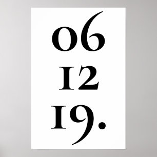 Poster Data Especial Personalizada Preto e Branco