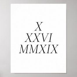 Poster data numérica romana personalizada
