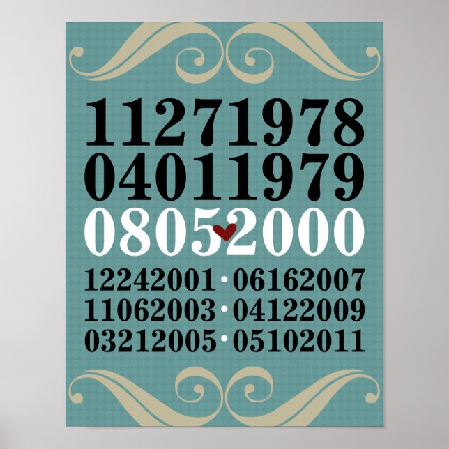 Poster Dated Wall Art - Famílias com 6 Crianças (Frente)