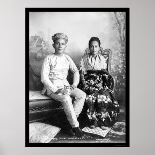 Póster Datto Mandi e sua esposa nas Filipinas 1903