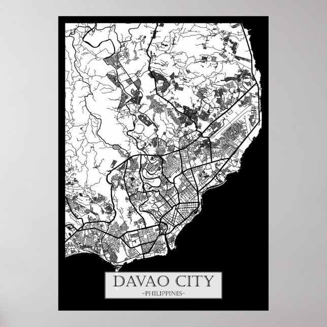 Poster Davao City Philippines City Map (Frente)